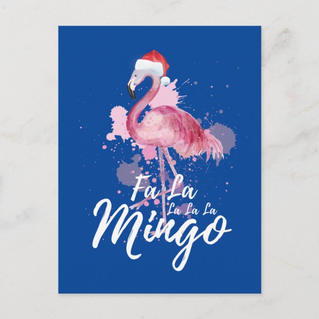 Weihnachts-Rosa Flamingo Feiertagspostkarte (Vorderseite)