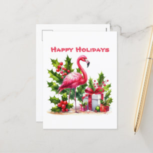 Weihnachts-Rosa Flamingo hinzufügen Nachricht Feiertagspostkarte