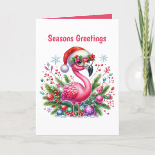 Weihnachts-Rosa Flamingo individuell anpassbar Feiertagskarte