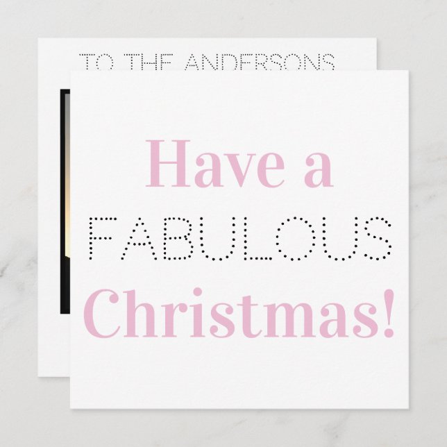 Weihnachts-Rosa-Foto Feiertagskarte (Vorne/Hinten)