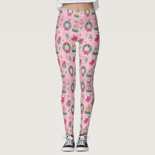 Weihnachts-Rosa-Kränze und Strümpfe Leggings