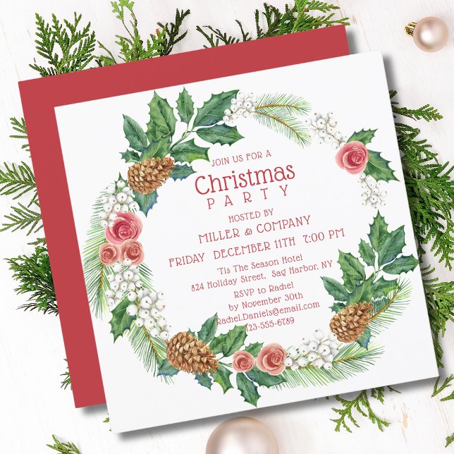 Weihnachts-Rosa-Kraut Weihnachtsfest im Unternehme Einladung (Von Creator hochgeladen)