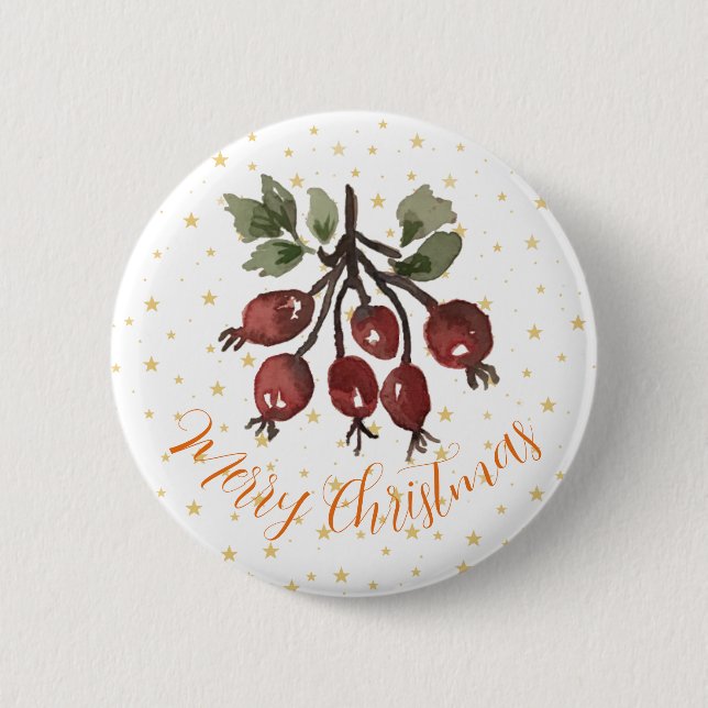 Weihnachts-Rose Angesagt Button (Vorderseite)