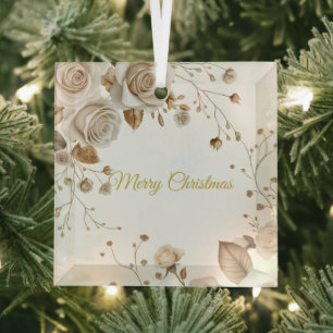 Weihnachts-Rose Glasdekoration Ornament Aus Glas