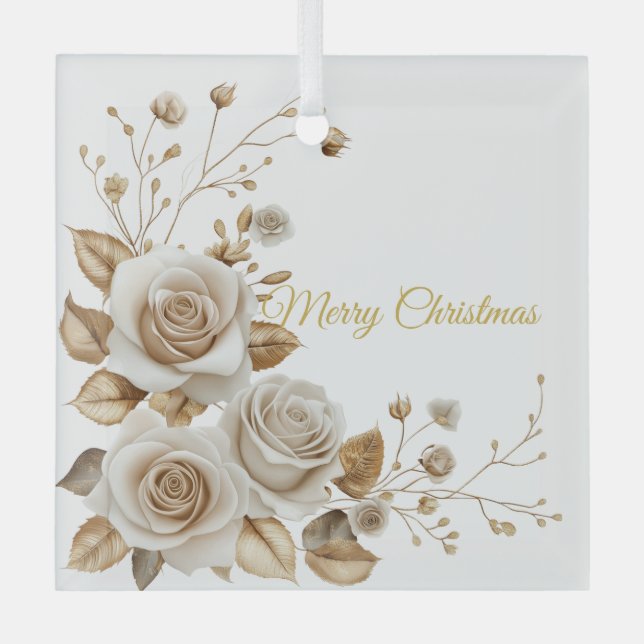 Weihnachts-Rose Glasdekoration Ornament Aus Glas (Vorderseite)