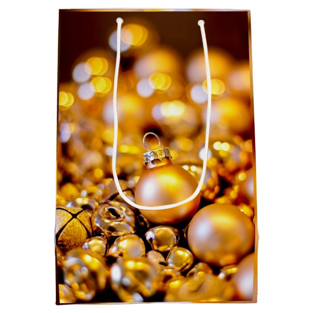 Weihnachts-Rose Gold Baubles Mittlere Geschenktüte (Rückseite)