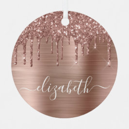 Weihnachts-Rose Gold Glitzer Personalisiert Ornament Aus Metall