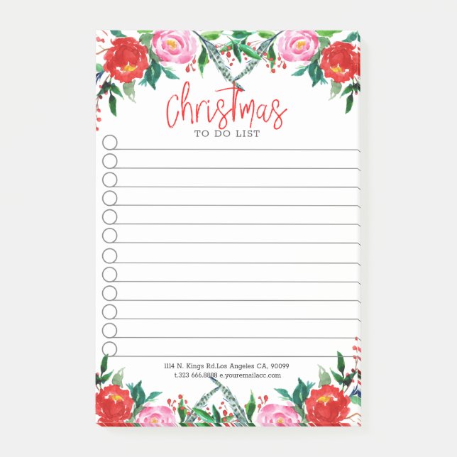Weihnachts-Rose in Rot und Rosa Post-it Klebezettel (Vorderseite)
