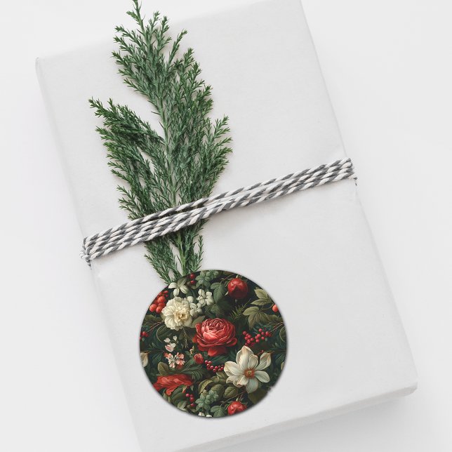 Weihnachts-Rose, Pine und Heilige Hochzeit Runder Aufkleber (Von Creator hochgeladen)