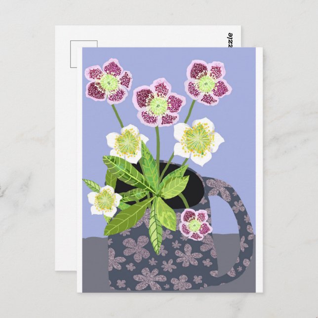 Weihnachts-Rose Postkarte (Vorne/Hinten)