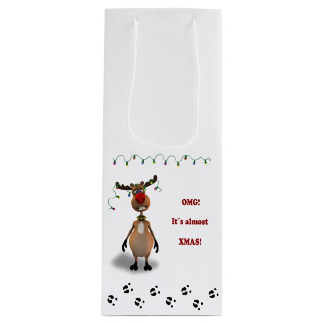 Weihnachts-Rosengarten Geschenktüte Für Weinflaschen (Vorderseite)
