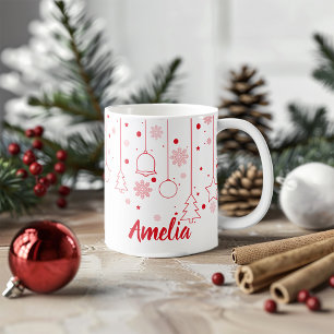 Weihnachts-Rot-Ball-Star-Dekoration Klassische Tas Kaffeetasse