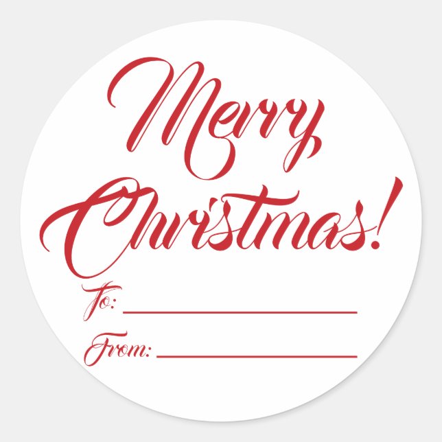Weihnachts rot bis weiß von leerer Schrift elegant Runder Aufkleber (Vorderseite)