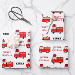 Weihnachts-Rot-Feuer-Individuelle Name Geschenkpapier Set
