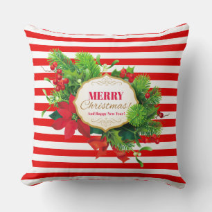 Weihnachts-Rot-Gestreifte Zierkissen