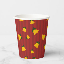 Weihnachts-Rot-Gold-Streifen-Glocken Weihnachten Pappbecher