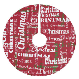 Weihnachts-Rot-Grün-Klassik-Word-Muster Polyester Weihnachtsbaumdecke