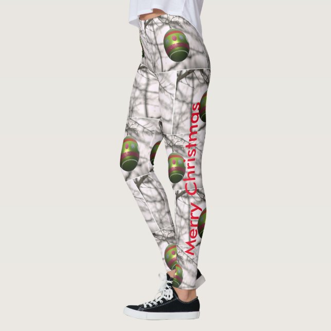 Weihnachts Rot Grün Silberschmuck Balls Leggings (Links)