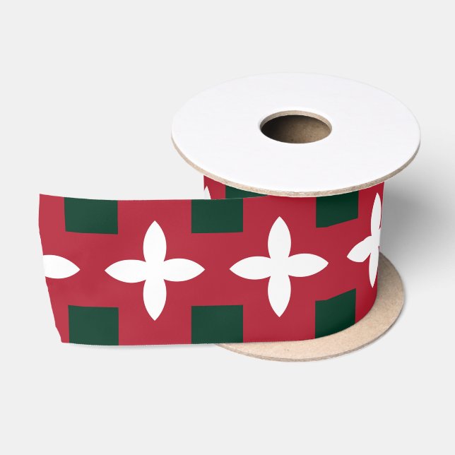 Weihnachts Rot Grün und Weiß Muster Satinband (Spule)