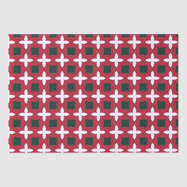 Weihnachts Rot Grün und Weiß Muster Seidenpapier (Vorderseite)