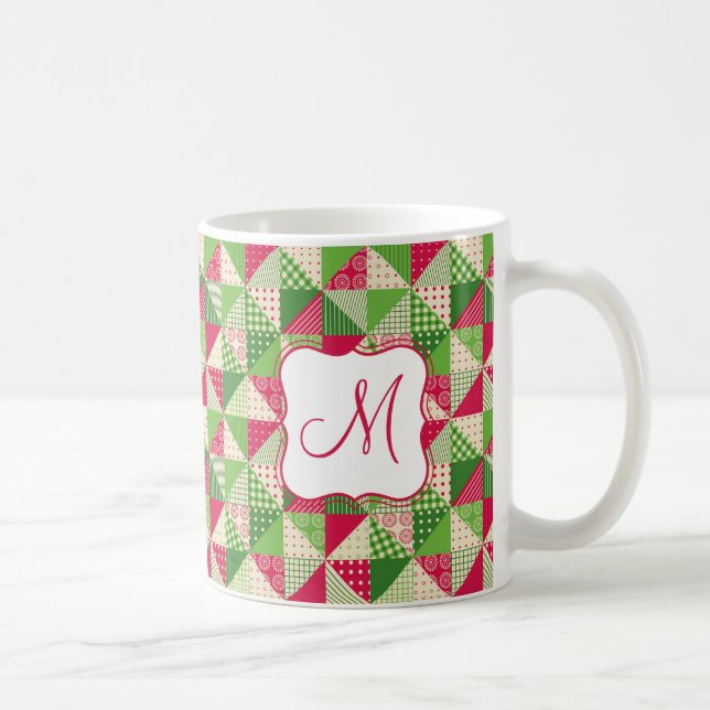 Weihnachts rot-grüne Patchwork-Muster. Kaffeetasse (Rechts)