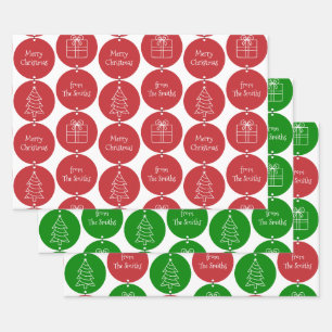 Weihnachts-Rot-Grünkreisläufe - Kundenname Geschenkpapier Set