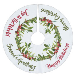 Weihnachts-Rot-Holly-Berry-Boughs-Benutzerdefinier Polyester Weihnachtsbaumdecke