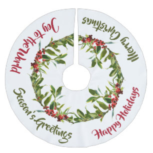 Weihnachts-Rot-Holly-Berry-Boughs-Benutzerdefinier Polyester Weihnachtsbaumdecke