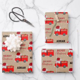 Weihnachts-Rot-Individuelle Name Kraft Geschenkpapier Set