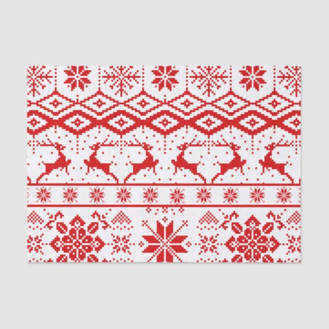 Weihnachts-Rot-Knittermuster Seidenpapier (Vorderseite)