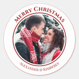 Weihnachts-Rot-Kreis mit Top Bottom-Text Runder Aufkleber