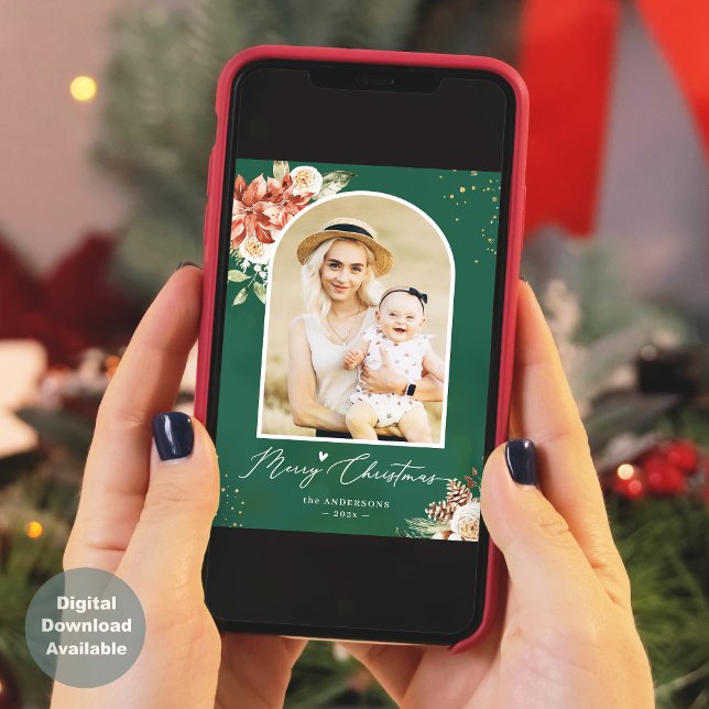 Weihnachts-Rot-Modern-Foto-Rahmen Feiertagskarte (Von Creator hochgeladen)
