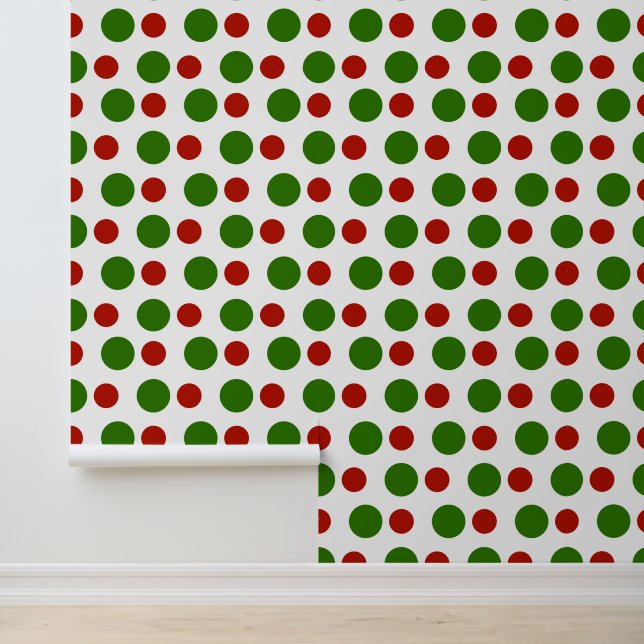 Weihnachts-Rot-Polka-Punktmuster Tapete (Anwendung)
