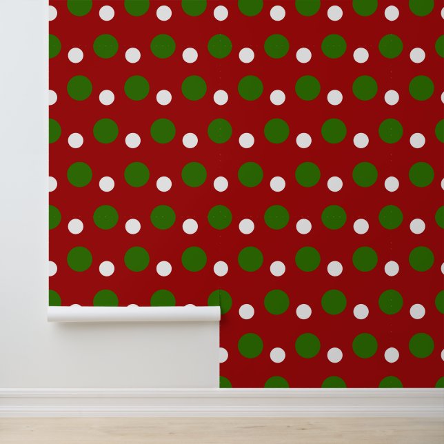 Weihnachts-Rot-Polka-Punktmuster Tapete (Anwendung)