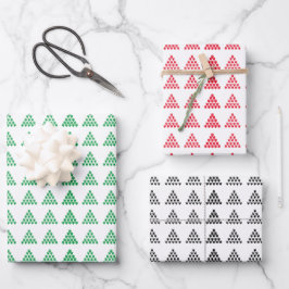 Weihnachts-Rot-Schwarz-Schneeflocken Bäume Geschenkpapier Set