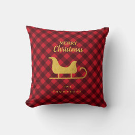 Weihnachts Rot & Schwarzes Buffalo Kariert Santa S Kissen