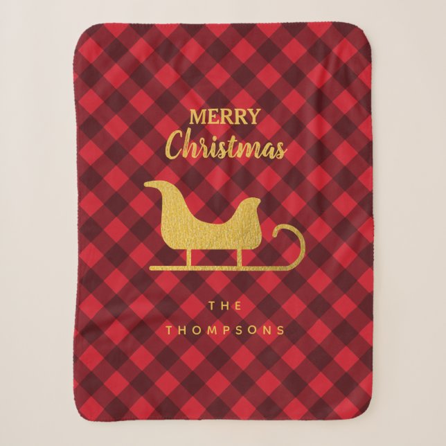 Weihnachts Rot & Schwarzes Buffalo Kariert Santa S Sherpadecke (Vorderseite)