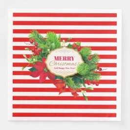 Weihnachts Rot Strip Dinner Paper Napkin Serviette