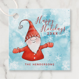 Weihnachts Rot und Blau Niedlich Gnome Happy Holid Geschenkanhänger