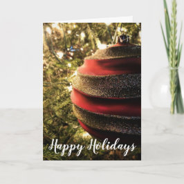 Weihnachts-Rot und Gold-Ornament Feiertagskarte
