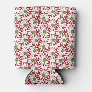 Weihnachts Rot und Grün Daisy Blumenmuster Dosenkühler