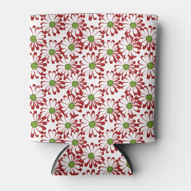Weihnachts Rot und Grün Daisy Blumenmuster Dosenkühler (Vorderseite)
