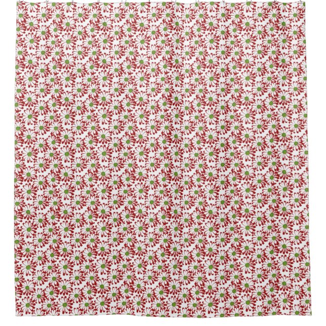 Weihnachts Rot und Grün Daisy Blumenmuster Duschvorhang (Vorderseite)