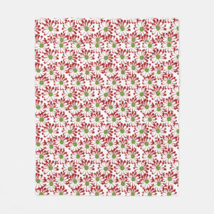 Weihnachts Rot und Grün Daisy Blumenmuster Fleecedecke