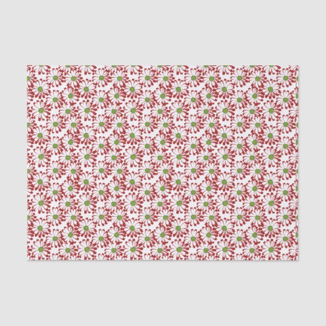 Weihnachts Rot und Grün Daisy Blumenmuster Seidenpapier (Vorderseite)