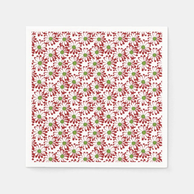 Weihnachts Rot und Grün Daisy Blumenmuster Serviette (Vorderseite)
