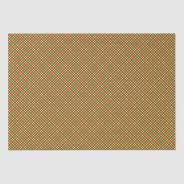 Weihnachts Rot und Grün Kariert Seidenpapier (Vorderseite)