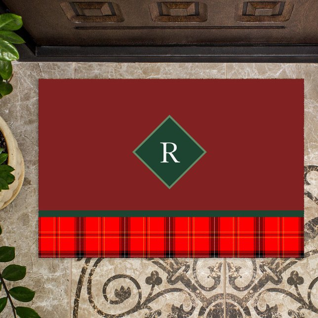 Weihnachts Rot und Grün Kariert Tartan Mit Monogra Fußmatte (Von Creator hochgeladen)
