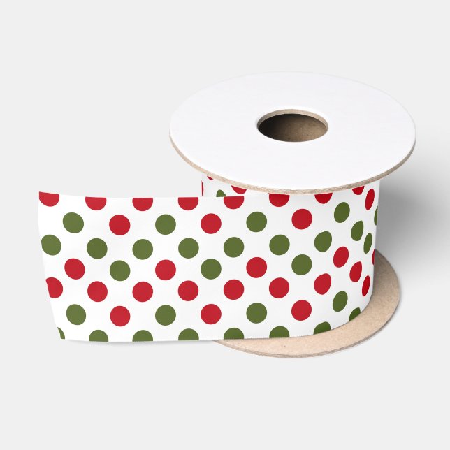 Weihnachts-Rot- und Grüne Polka-Punkte Satinband (Spule)