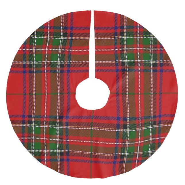Weihnachts-Rot und Grüner Karierter Baumrock Polyester Weihnachtsbaumdecke (Vorderseite)